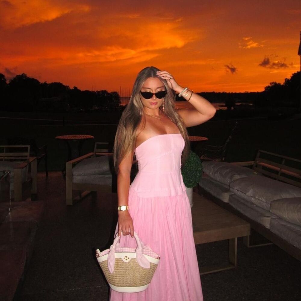 Fashion Nova pink strapless linen maxi dress
